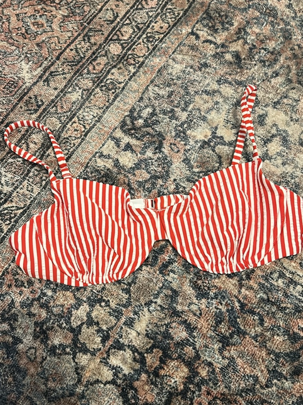 Abercrombie & Fitch Red and White Striped Underwire Bikini Top